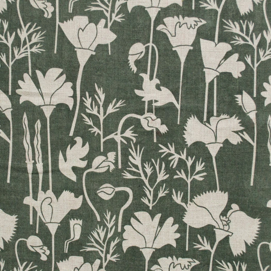 Khaki California Poppies 100% Linen Pillow Cover