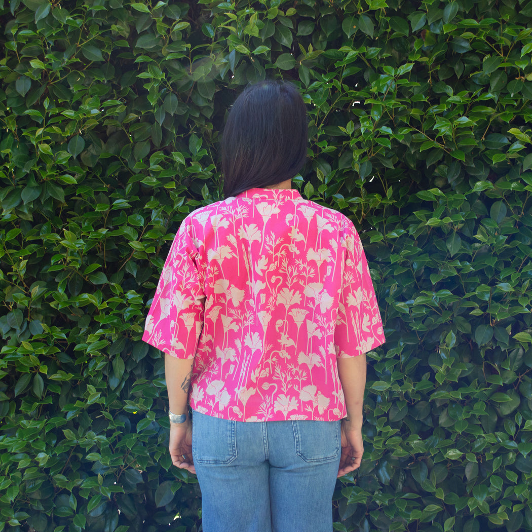 Agnes Shirt in Raspberry Poppies